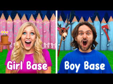 I Built the SAFEST Base in 99 Nights in a Forest BOY Vs GIRLS Challenge