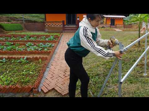Erect a fence using bricks, cement, and galvanized steel pipes. - Ly Phuc Ha