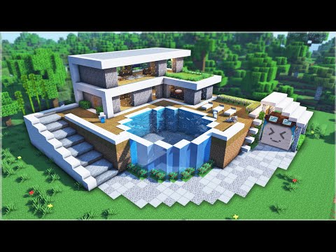 ⛏️ Minecraft :: How to build a Simple Modern House 🏠 [마인크래프트 심플한 모던하우스 만들기 건축강좌]