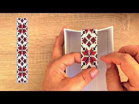 Bead bracelet on a loom. Hand weaving