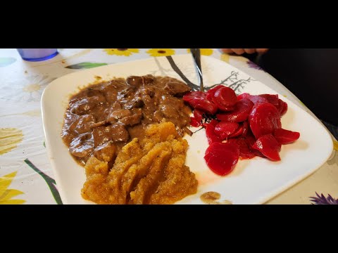 Beef Tips and Mashed Squash and Beets #threeriverschallenge #pantrycooking