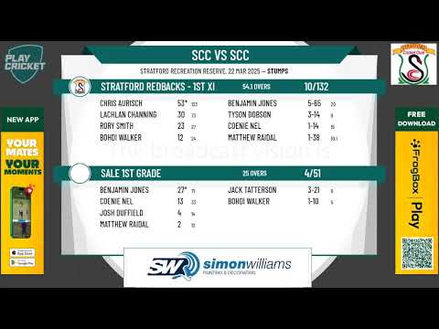 Stratford Redbacks - 1st XI v Sale 1st Grade
