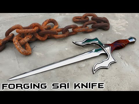 Forging SAI KNIFE out of Rusted Iron CHAIN