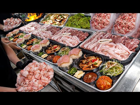 2,000kg of Pork Sold Out Every Month!! Insanely Popular Korean Pork BBQ Buffet l Korean Street Food