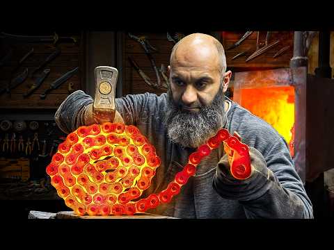 Forging Two Extreme Knives From a Rusty Chain and a Drill Bit