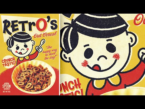 I Made My Own Breakfast Cereal Mascot! - Retro Character Design in Illustrator & Photoshop