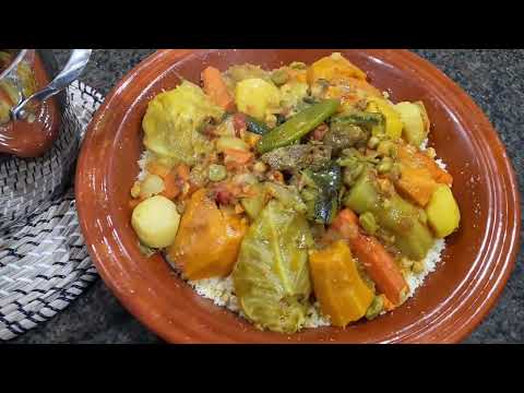 Moroccan couscous with 7 vegetables step by step