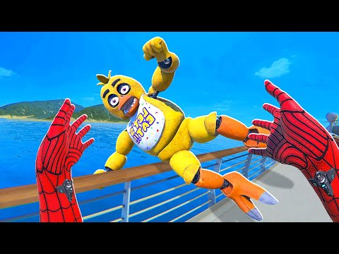 Throwing FNAF Animatronics Off a Cruise Ship - Bonelab VR Mods