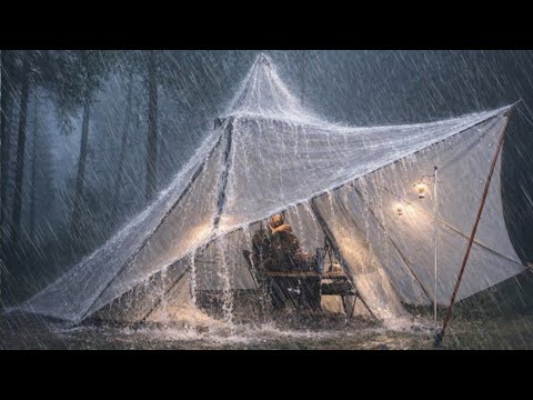 Trapped ‼️ Setting up a tent in heavy rain 🌧️ Camping in heavy rain
