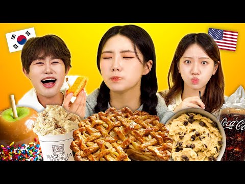 Koreans Try American Desserts For The First Time (Apple Pie, Cookie Dough, Coke Float) | KATCHUP