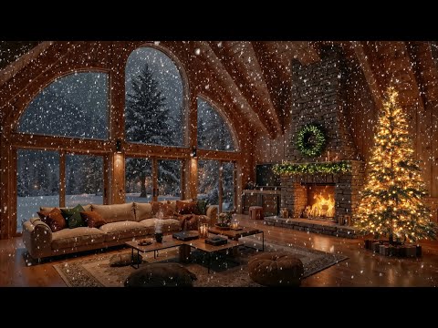 Relaxing Christmas Piano ❄️ Gentle Holiday Music with Snow & Cozy Fireplace Ambience 🔥