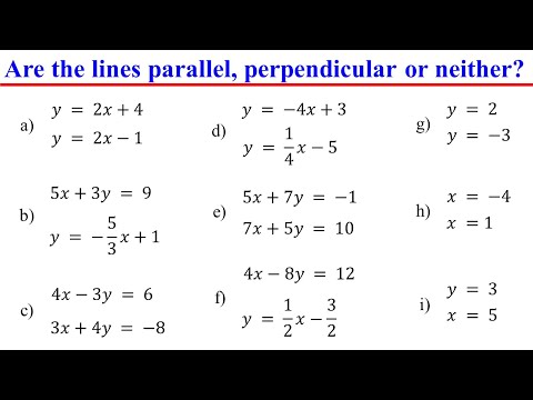 Determine if Two Lines are Parallel, Perpendicular or Neither by Comparing their Slopes and Y int