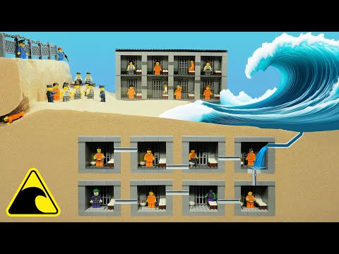 Prison Hit by Tsunami - Lego Dam Breach Experiment