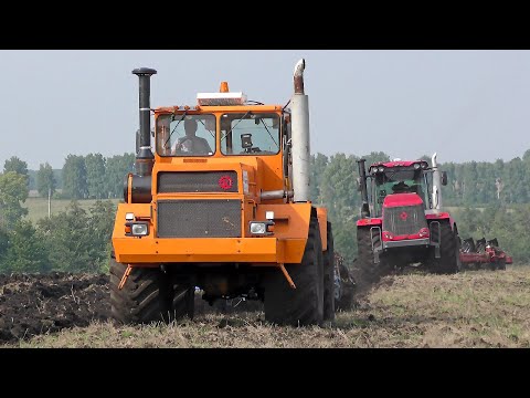 Тракторы Кировец с оборотными плугами ППО-8-35 PERESVET и Gregoire Besson SPB9 пашут в одной борозде