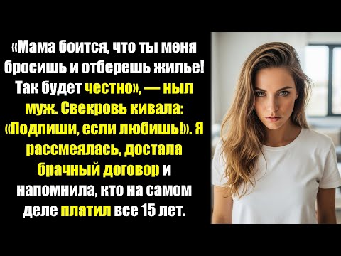 «Мы выплатили ипотеку? Перепиши долю на маму!» — потребовал муж. Я показала брачный договор