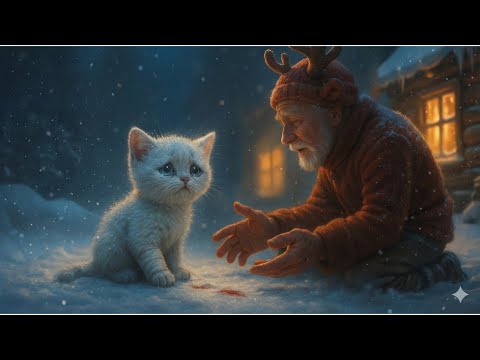 Rescue of Abandoned kitten in the snow – Tiny British Shorthair kitten saved by Christmas reindeer.