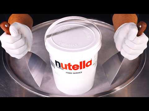 How To Make Nutella Ice Cream Rolls (ASMR)