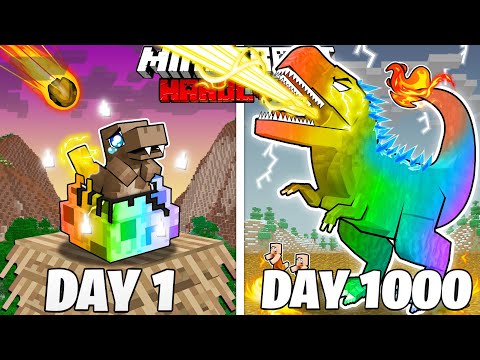 I Survived 1000 Days As An ELEMENTAL DINOSAUR in HARDCORE Minecraft! (Full Story)