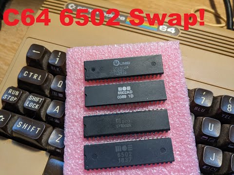 Testing several 6502 processors in a C64.  Complete with a mangled system clock! Bye Bye 6510!