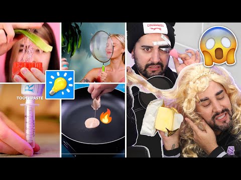 Debunking STUPID 5 Minute Crafts Makeup + Skincare Hacks 💜🖤 The Welsh Twins