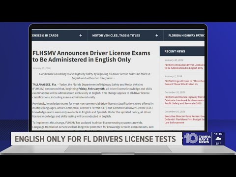Florida Driver's License exams to be given only in English