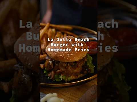 • la jolla beach burger with homemade fries •