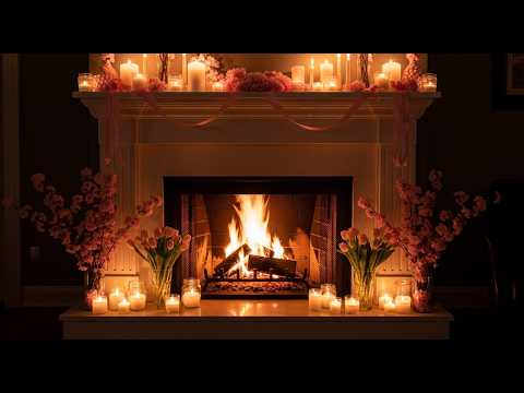 4K Spring Fireplace ASMR🌸🌷Cozy Crackling Fire & Candlelight Ambience for Sleep, Relax & Study