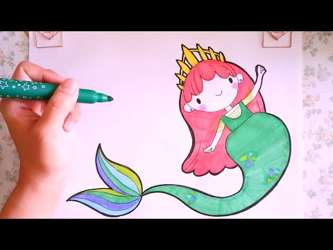 Как нарисовать РУСАЛОЧКУ легко и просто поэтапно для детей | Няня Уля