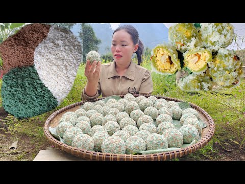 "How to Cook Sticky Rice and Make Hot Banh Khuc to Sell at the Market | Trieu Mai Huong".