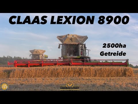 Mit 27,6m Arbeitsbreite im Getreide CLAAS LEXION 8900 Die 2500ha Getreideernte 2 Mähdrescher Einsatz