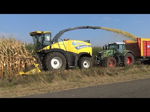 Maas Markelo in de mais met New Holland FR700 en 2 Fendt 826 Vario's (2016)