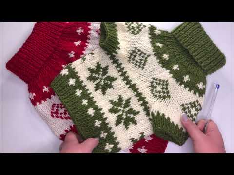 Новогодний свитер для маленькой собачки. Описание для трех размеров. Советы по вязанию для собак