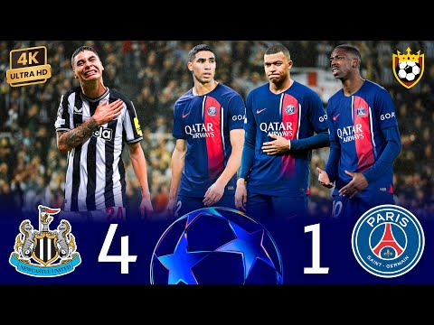 Newcastle surprises the world by destroying PSG with "4" goals💥❯ Newcastle (4-1) PSG ● UCL 2024 🎬 4K