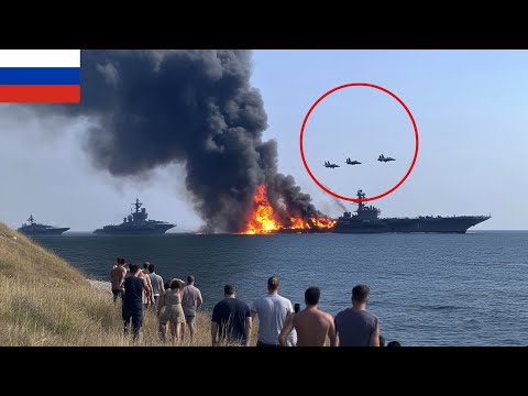 World shocked! Ukrainian F-16's first operation destroys Russian aircraft carrier in Black Sea.