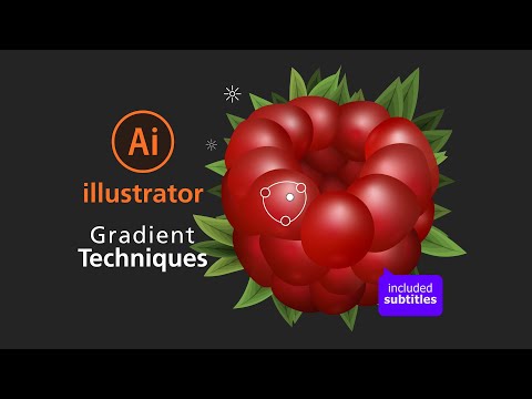Raspberry tutorial in Adobe Illustrator for Beginners using just gradient Tool | included subtitles