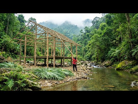 Girl Builds a Two-Storey Bamboo House Deep in the Forest