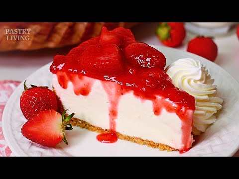 *Best-Ever* No Bake Strawberry Cheesecake 🍓 (So Smooth & Light!)