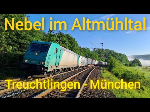 Nebel im Altmühltal, Führerstandsmitfahrt von Treuchtlingen nach München Süd