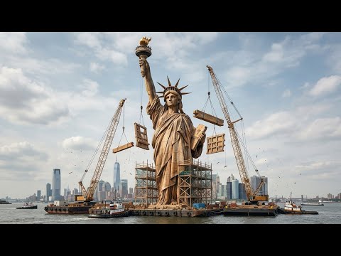 Explore the Construction Process of a Giant Wooden Statue of Liberty!