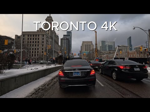 Driving Downtown - Toronto 4K - After Snowfall in 2025