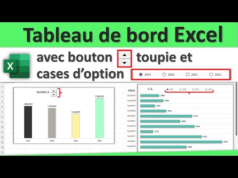 Tableau de bord sur Excel avec boutons de contrôles de formulaire case d'option et bouton toupie