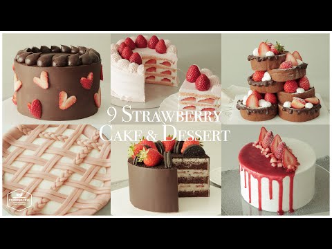 Version 3! 9 Strawberry Cake & Dessert Recipe | Baking Video | Chocolate cake,Crepe cake,Oreo,Pie