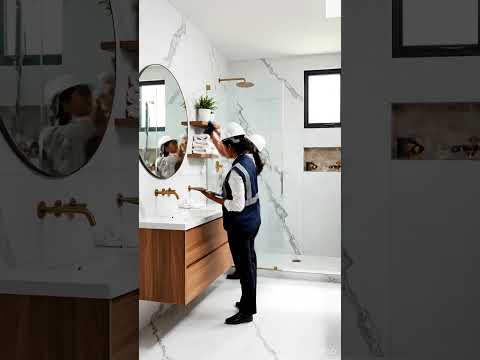 professional workers are building a comfortable and aesthetic bathroom