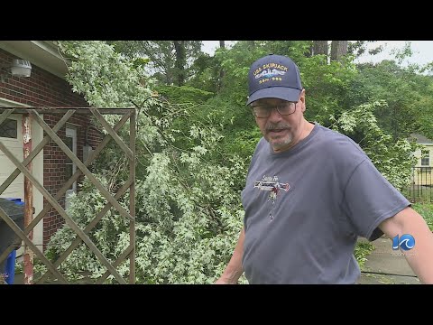 Tree damages home in Portsmouth as storm rolls in