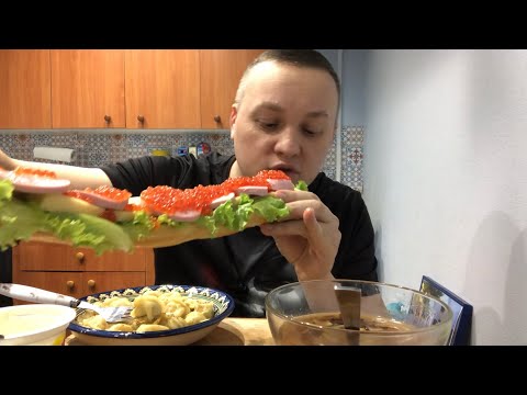 Пельмеши с бурурбродом |истории| МУКБАНГ mukbang eating