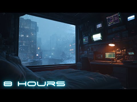 Sub Zero Outpost: Blade Runner Ambience | Cyberpunk Research Hub in a Snowstorm | Focus & Sleep