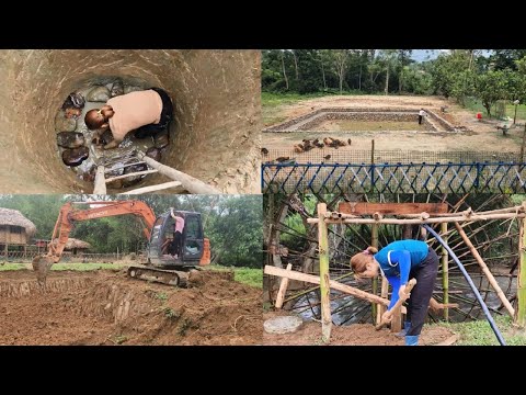 Timelapse: The Girl Alone Digs Wells, Builds Pond Banks, and Makes Water Wheels