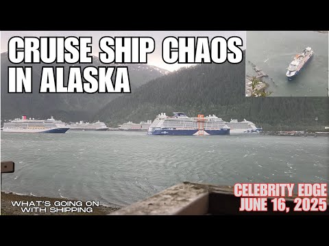 MV Celebrity Edge Breaks Loose from Its Moorings in the Port of Juneau, Alaska | June 16, 2025