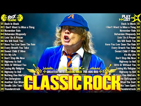 AC/DC, Queen, Bon Jovi, Scorpions, Aerosmith, Nirvana, Guns N Roses 🔥 Classic Rock Songs 70s 80s 90s