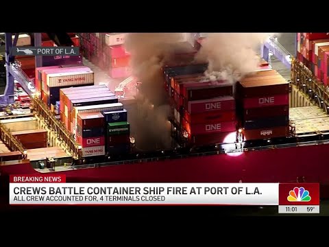 Hazardous cargo ship fire in San Pedro prompts shelter-in-place warning